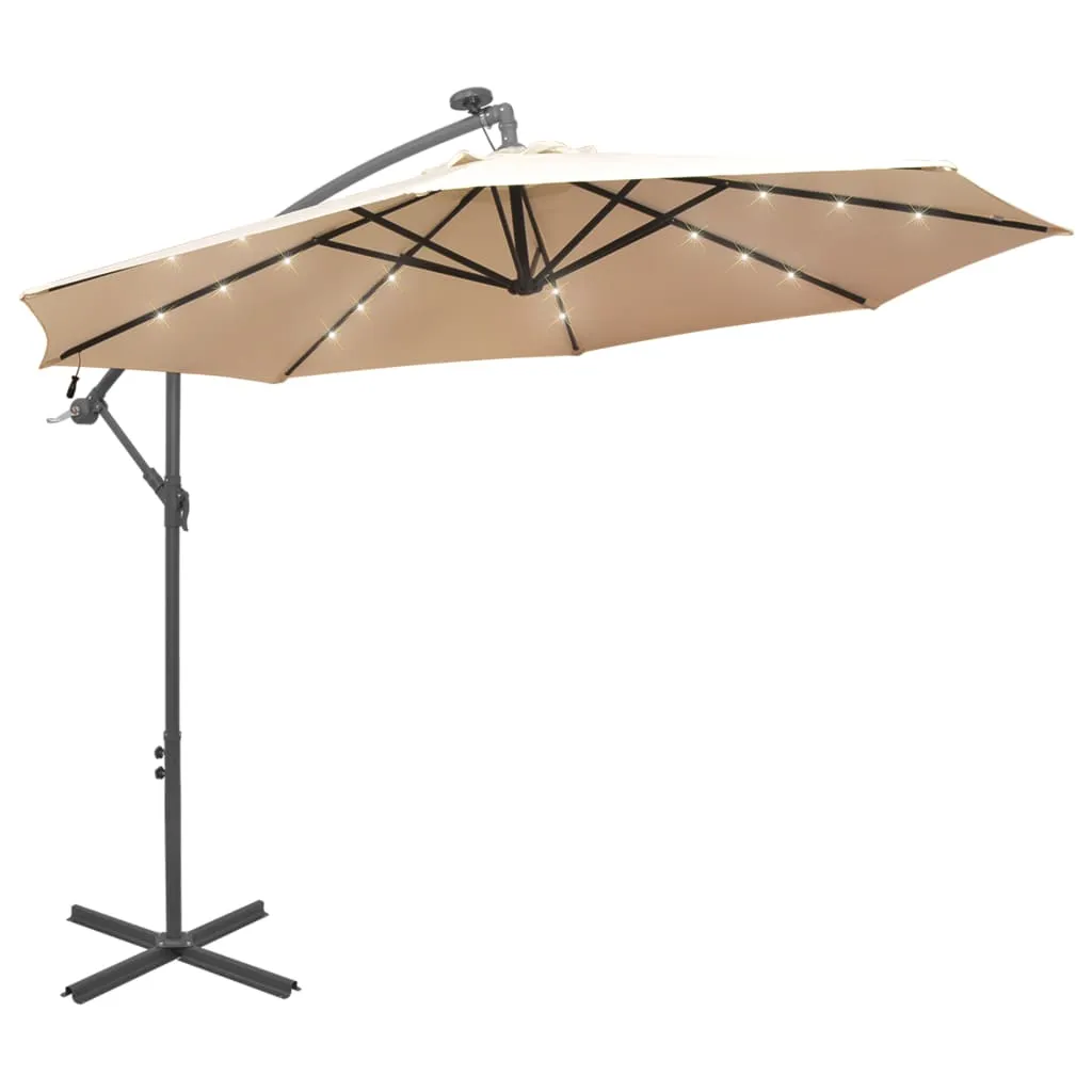 Sonnenschirme Beige Sonnenschirm Ampelschirm mit LED-Beleuchtung 300 cm Metallmast